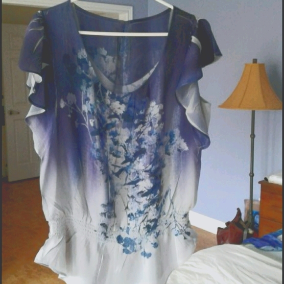 Floral, tree, bird pattern shirt - Picture 1 of 4